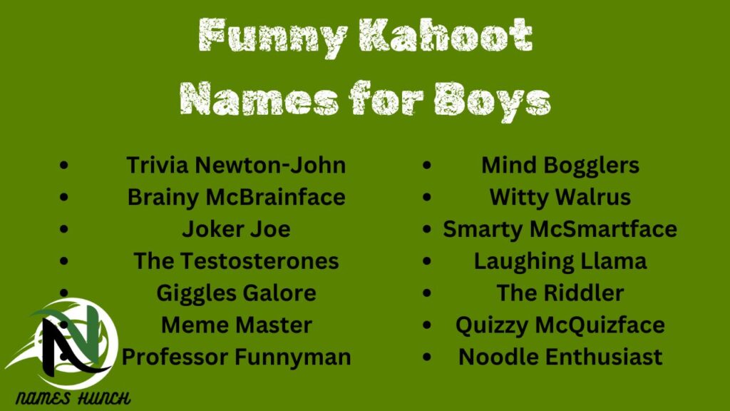 All Funny Kahoot Names for Boys