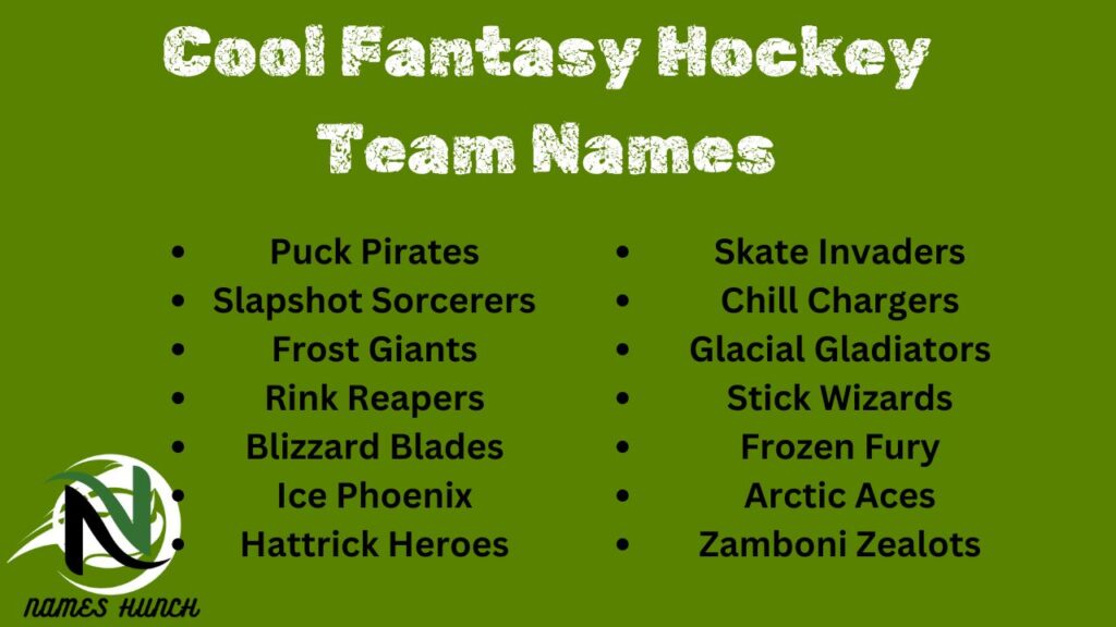 Cool Fantasy Hockey Team Names