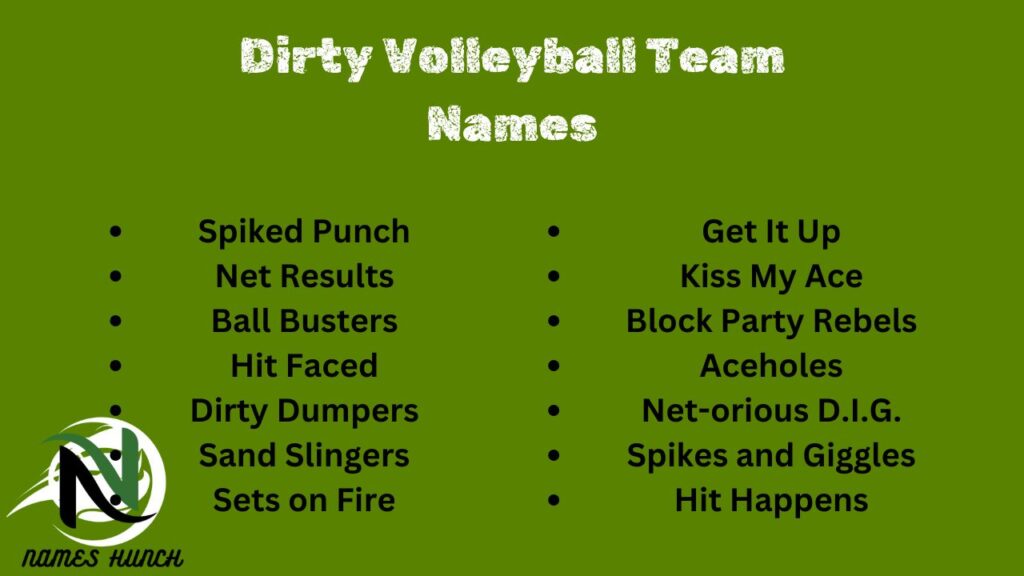 Dirty Volleyball Team Names