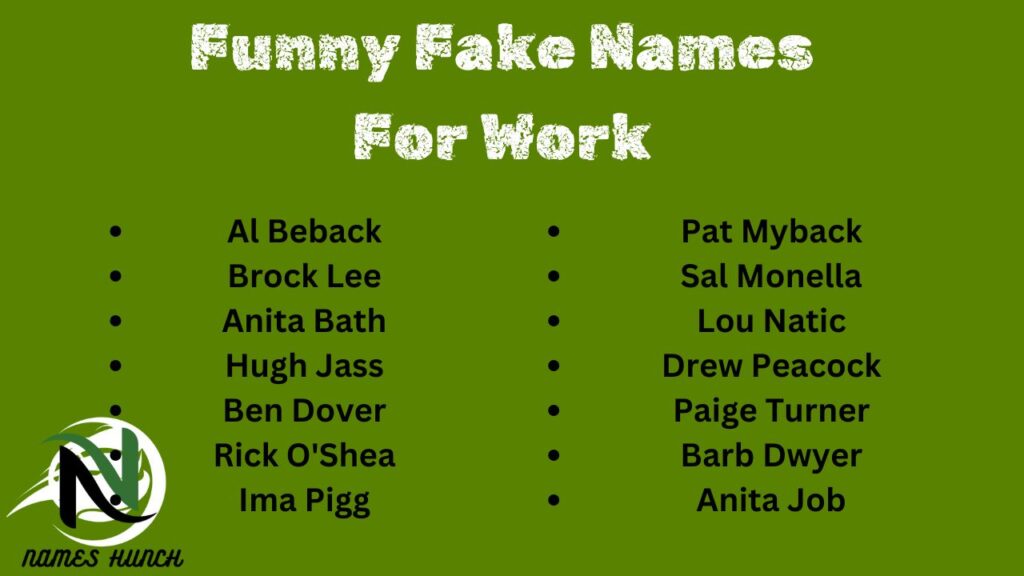 Funny Fake Names For Work