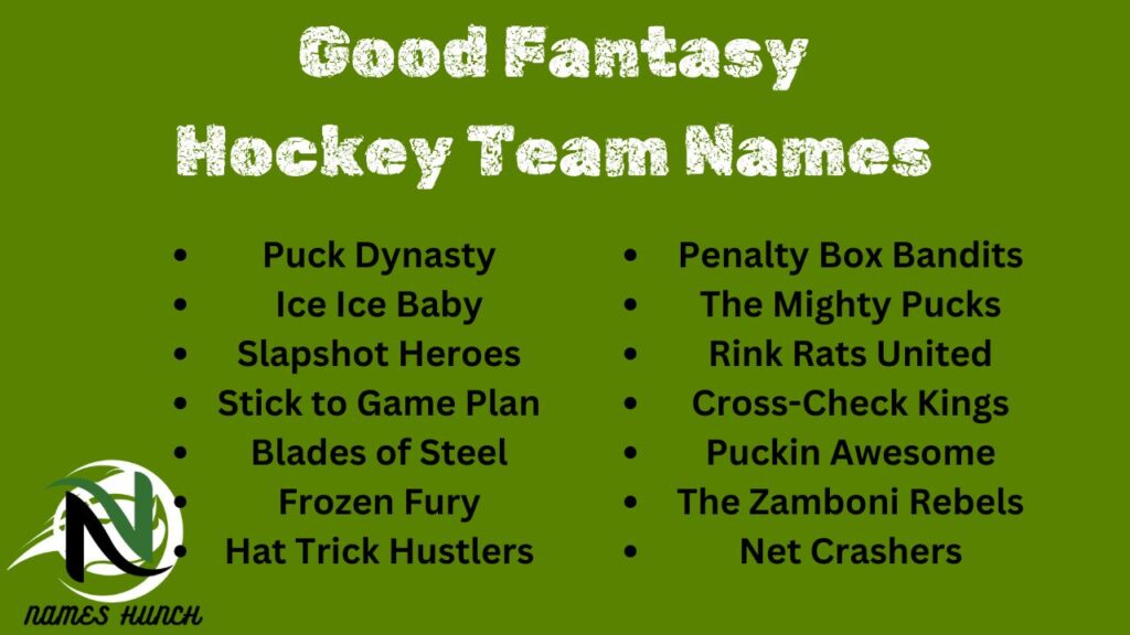 Good Fantasy Hockey Team Names
