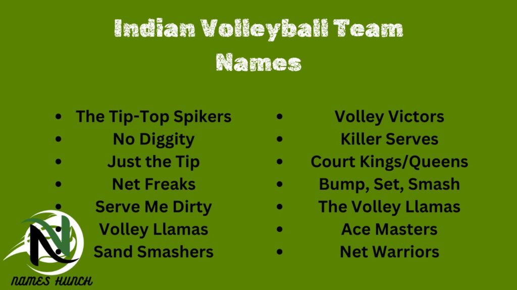 Indian Volleyball Team Names