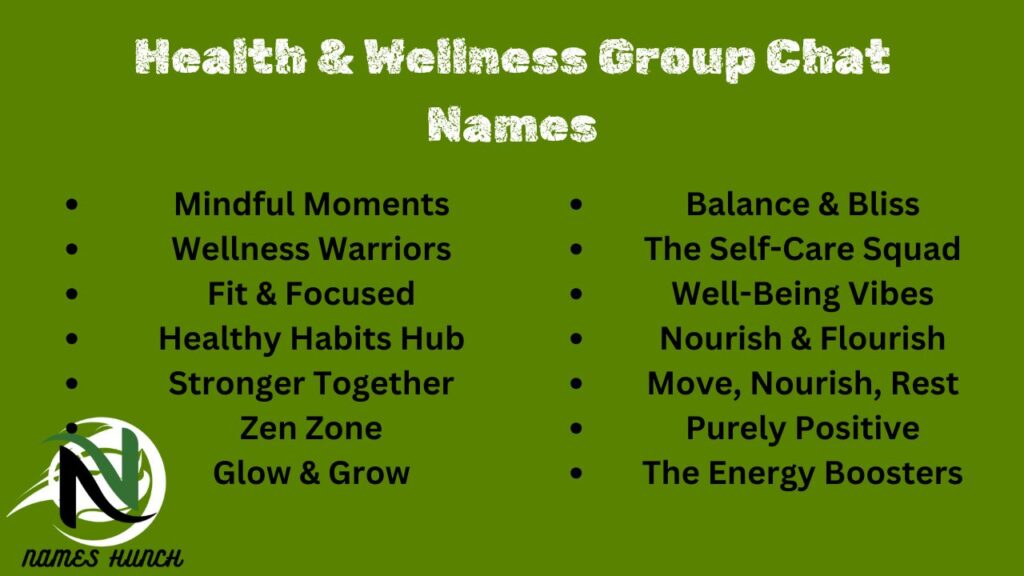 Health & Wellness Group Chat Names