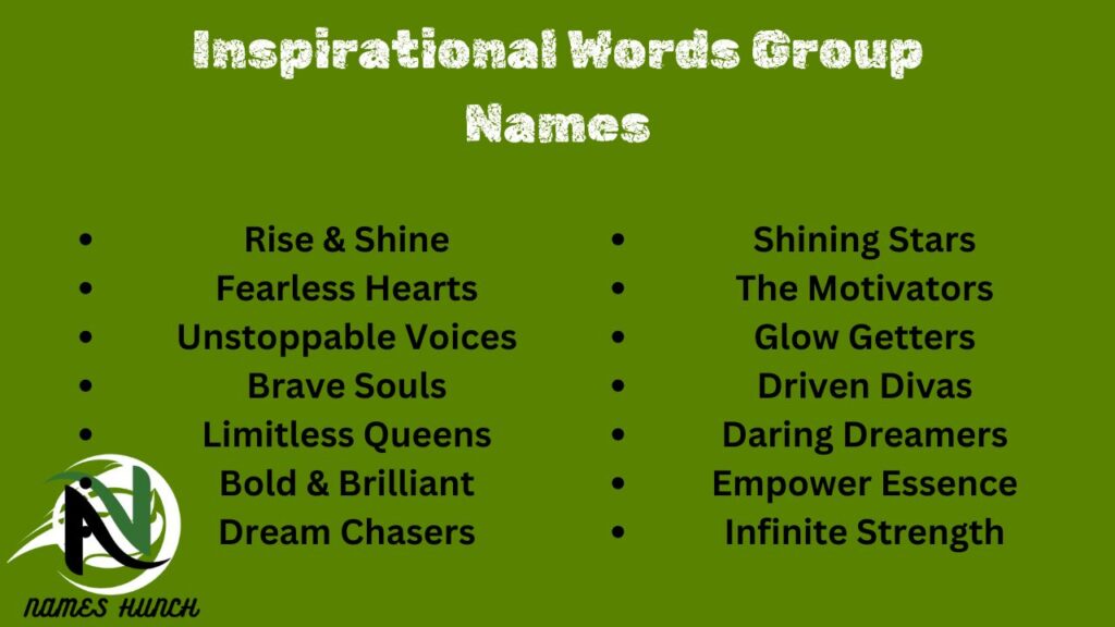 Inspirational Words Group Names