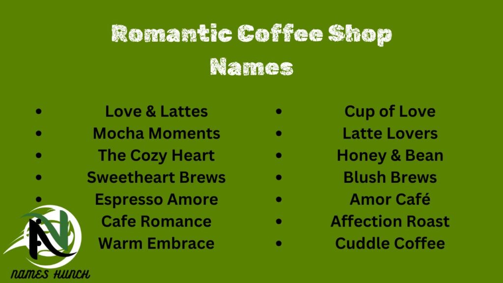 Romantic Coffee Shop Names