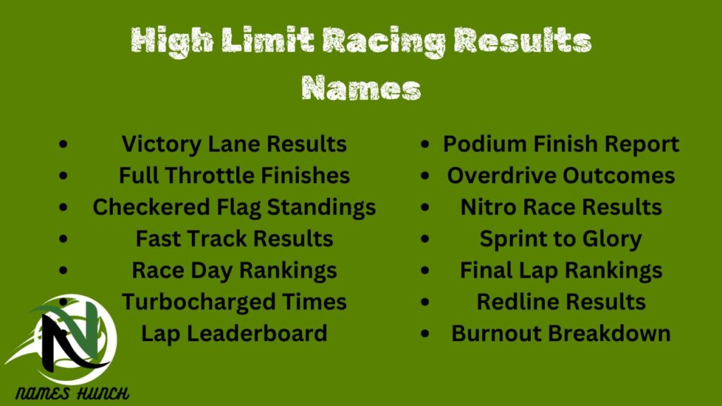 High Limit Racing Results Names