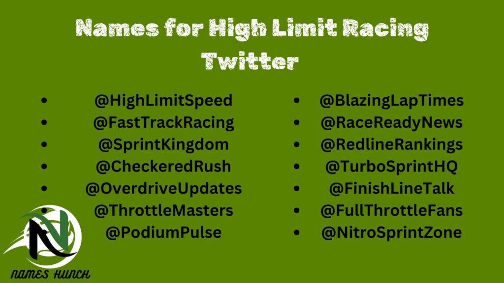 Names for High Limit Racing Twitter 