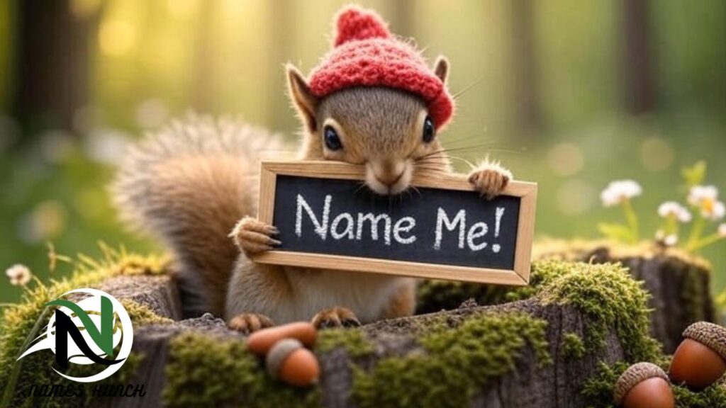 A playful squirrel striking a pose on a tree branch, symbolizing fun and well-known squirrel names with personality.
